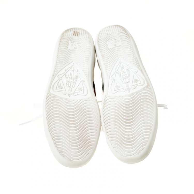 Pre Owned Gucci White Leather Ace Embroidered Bee Low Top Sneakers Size 36