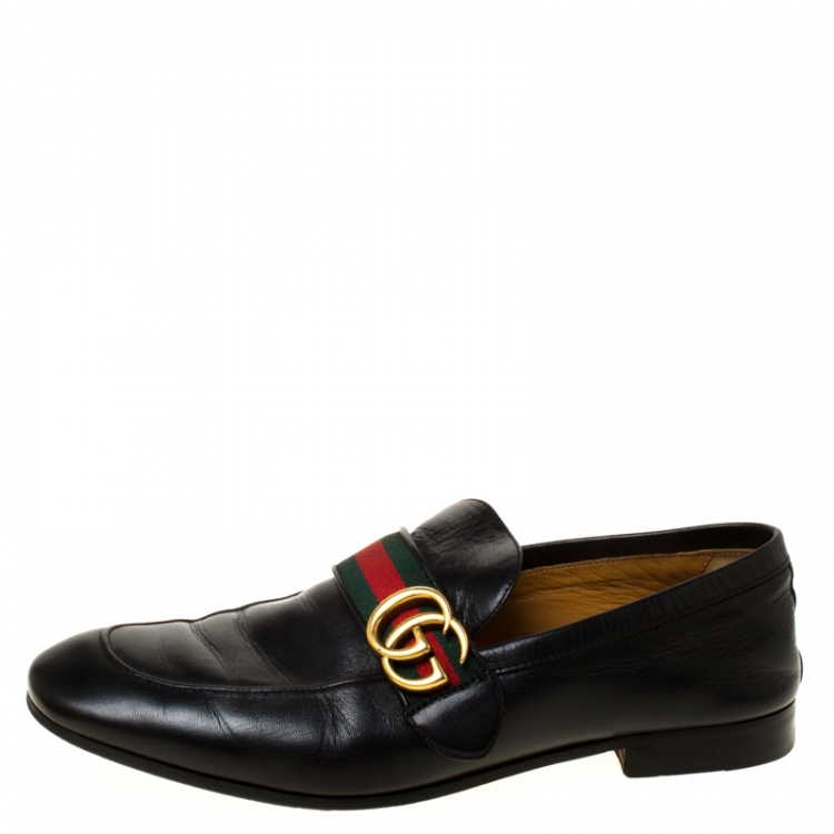 melodisk sløring Refinement Gucci Black Leather Donnie Web Loafers Size 41 Gucci | TLC