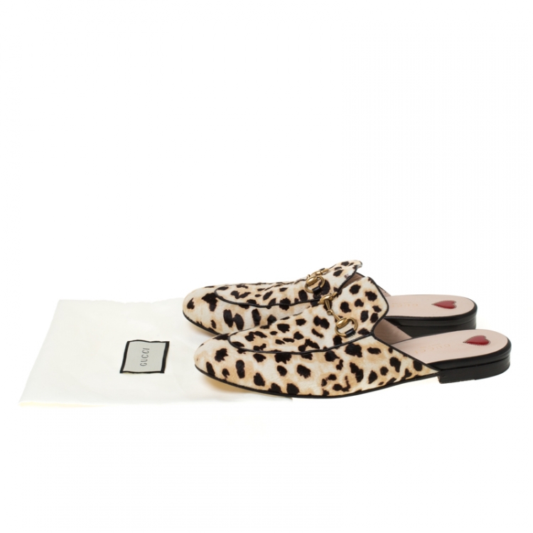 gucci princetown leopard calf hair slipper