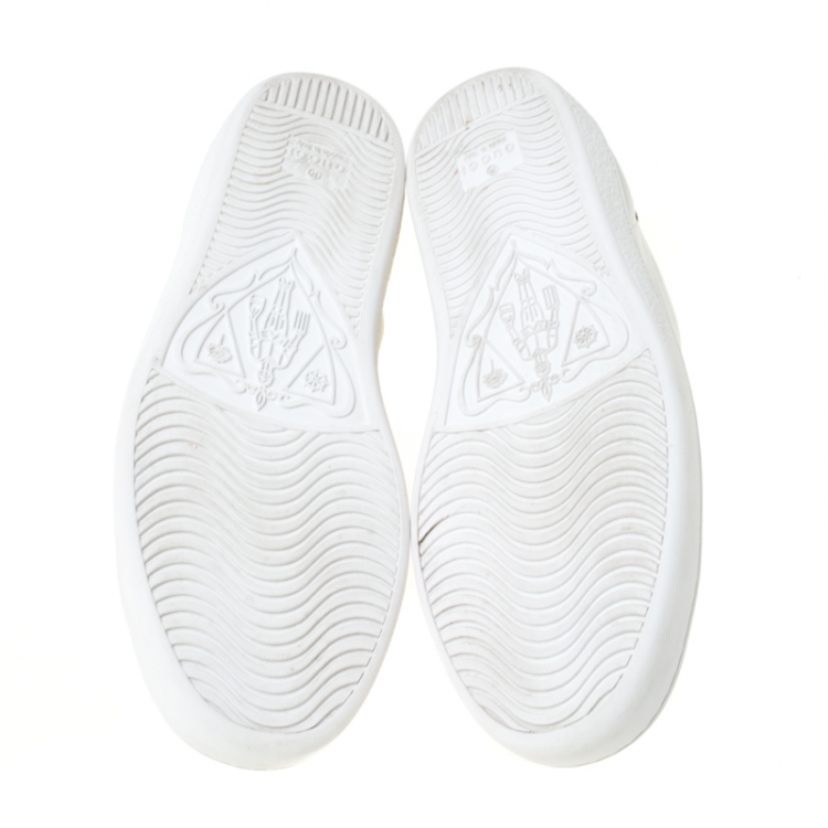 Pre Owned Gucci White Leather Ace Embroidered Bee Low Top Sneakers Size 37
