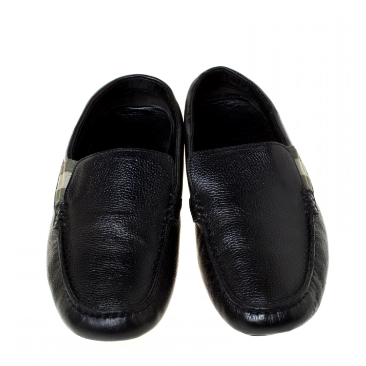 Pre Owned Gucci Black Leather Slip On Loafers Size 41 