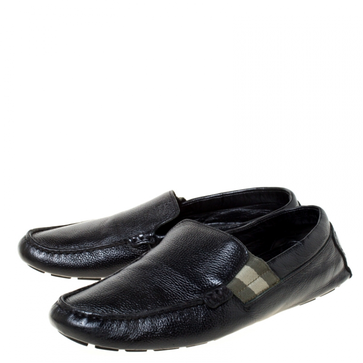 Pre Owned Gucci Black Leather Slip On Loafers Size 41 