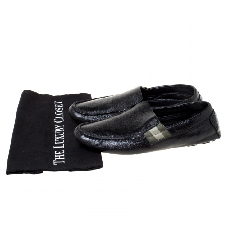 Pre Owned Gucci Black Leather Slip On Loafers Size 41 