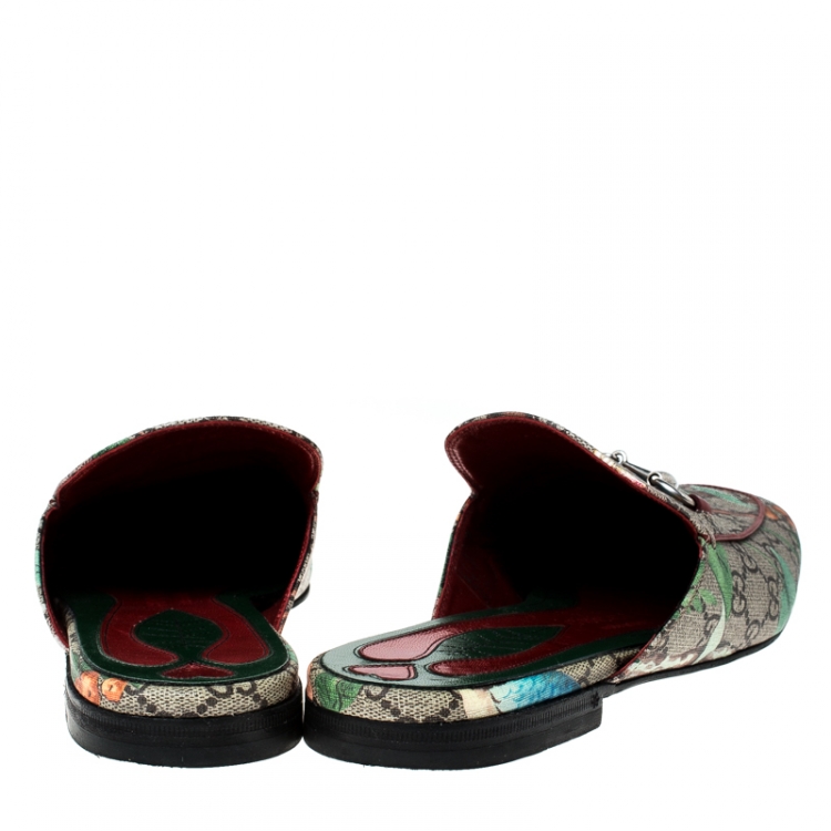 Pre Owned Gucci Multicolor GG Canvas Princetown Horsebit Floral Print Mules Size 42