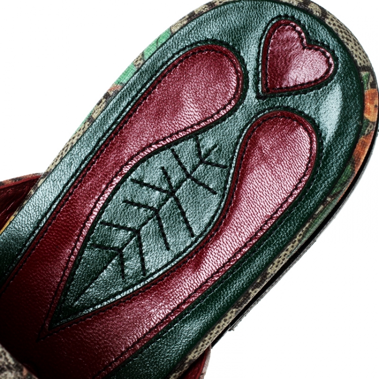 Pre Owned Gucci Multicolor GG Canvas Princetown Horsebit Floral Print Mules Size 42
