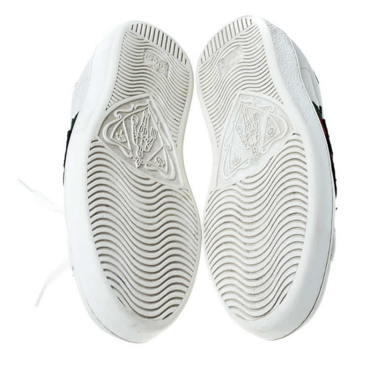 Pre Owned Gucci White Leather Ace Watersnake Lace Up Sneakers Size 41