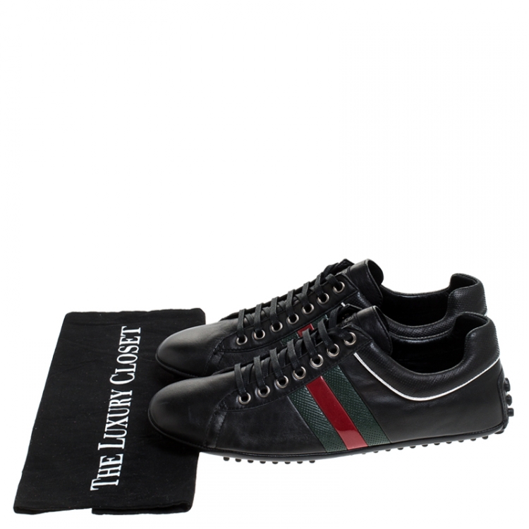 Pre Owned Gucci Black Leather Ace Sneakers Size 41