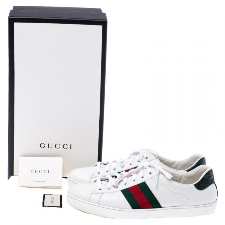 Pre Owned Gucci White Leather Ace Low Top Sneakers Size 44