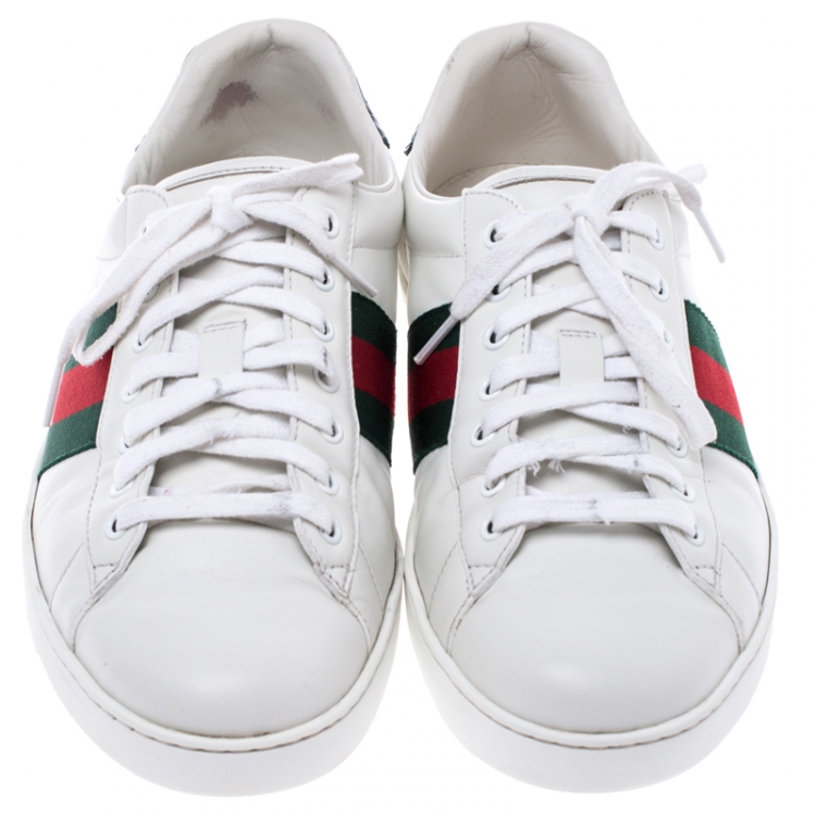 Pre Owned Gucci White Leather Ace Low Top Sneakers Size 44