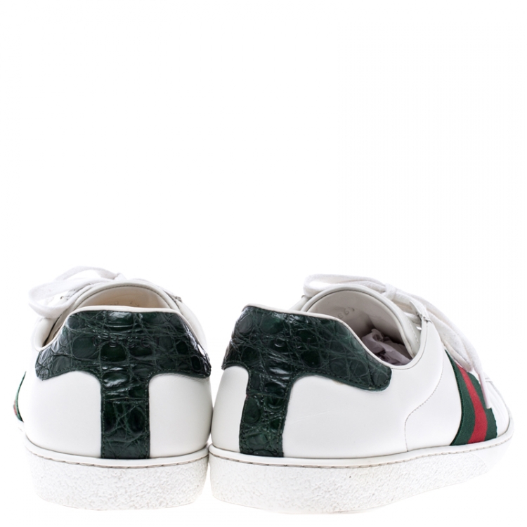 Pre Owned Gucci White Leather Ace Low Top Sneakers Size 44