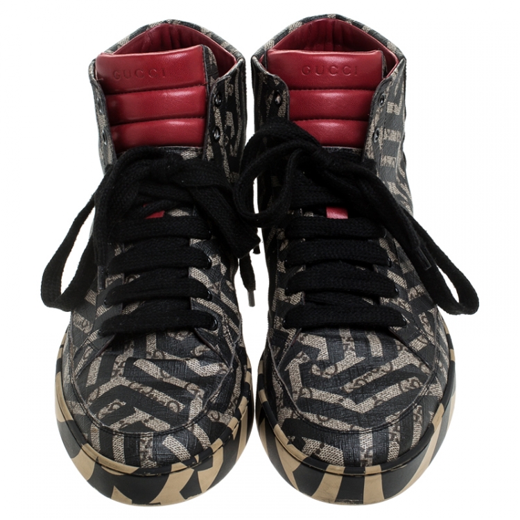 Pre Owned Gucci Brown GG Imprime Canvas High Top Sneakers Size 45