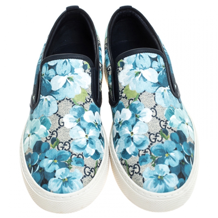Pre Owned Gucci Multicolor GG Supreme Blooms Printed Canvas Slip On Sneakers Size 42