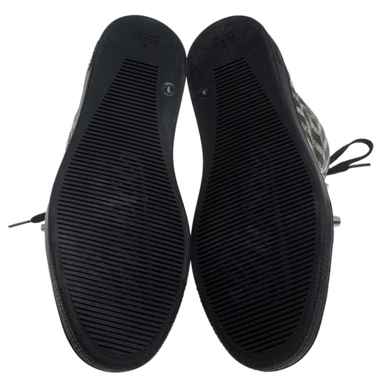 Pre Owned  Gucci Beige And Brown Monogram Canvas Caleido High Top Sneakers Size 43