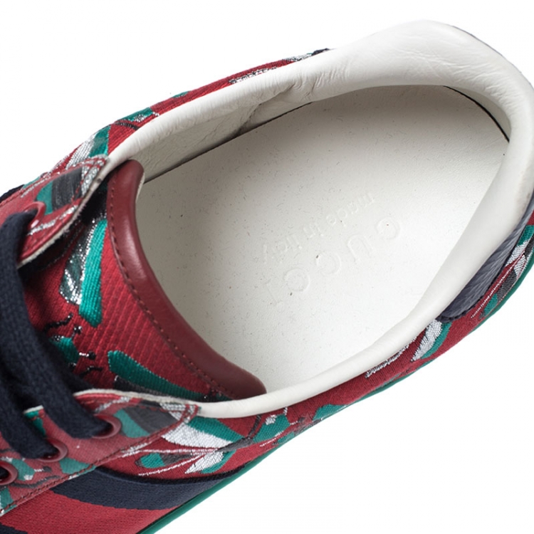 Pre Owned Gucci Multicolor Bee Jacquard Fabric Ace Low Top Sneakers Size 41