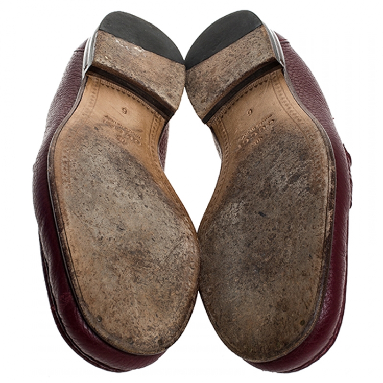 Pre Owned Gucci Burgundy Leather 1953 Horsebit Loafers Size 40