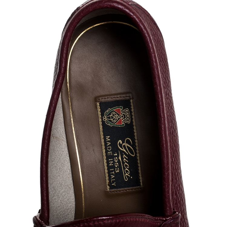 Pre Owned Gucci Burgundy Leather 1953 Horsebit Loafers Size 40