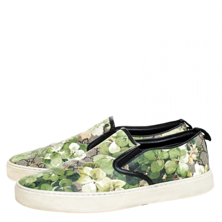 Pre Owned Gucci Multicolor GG Supreme Blooms Printed Canvas Slip On Sneakers Size 42