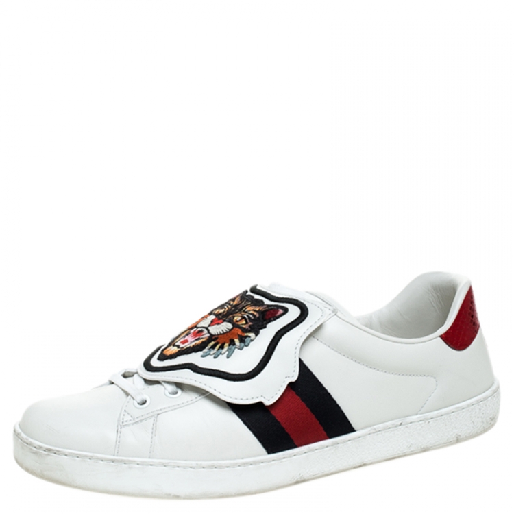 Gucci White Leather, Python Trim And 