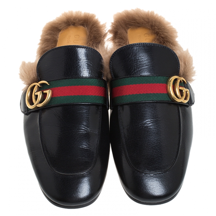 fluffy gucci slides