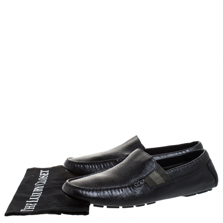 Pre Owned Gucci Black Leather Slip On Loafer Size 42