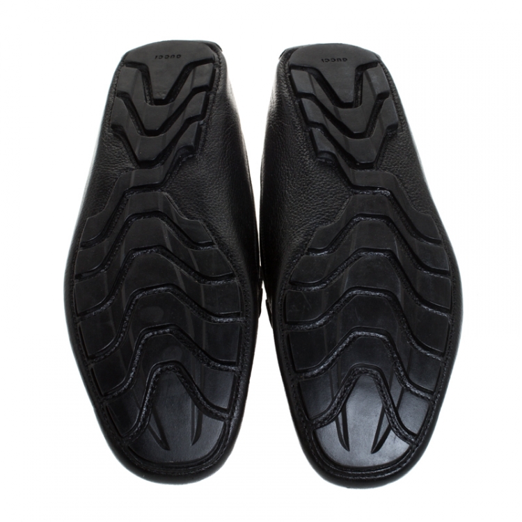Pre Owned Gucci Black Leather Slip On Loafer Size 42