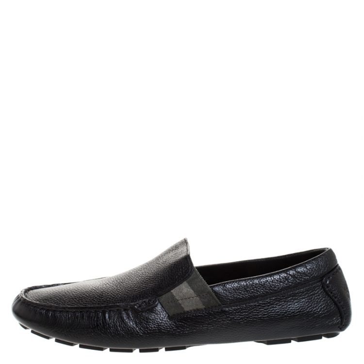 Pre Owned Gucci Black Leather Slip On Loafer Size 42