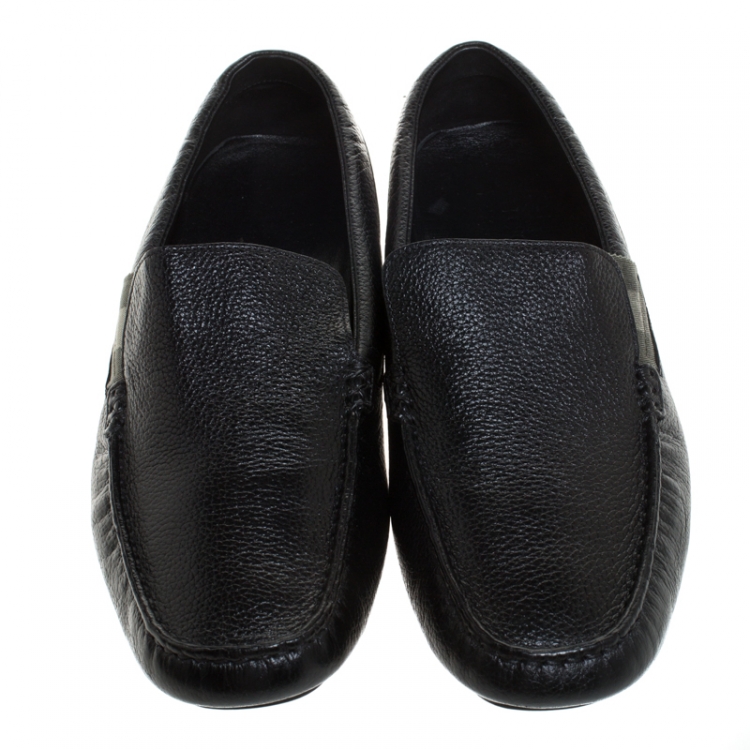 Pre Owned Gucci Black Leather Slip On Loafer Size 42