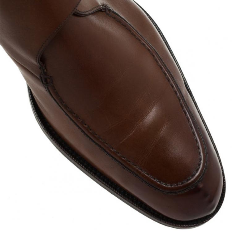 Pre Owned Gucci Tan Leather Monk Strap Derby Size 41