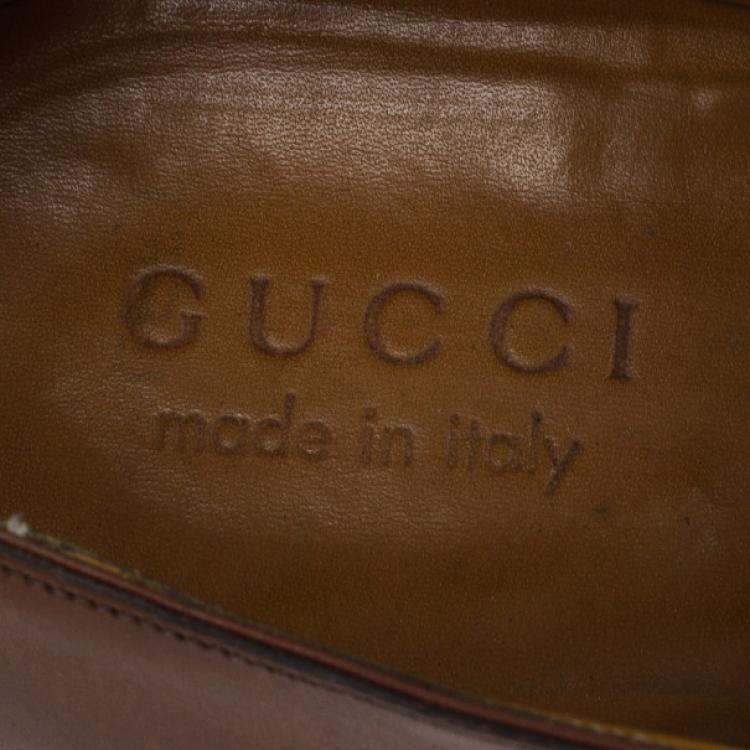 Pre Owned Gucci Tan Leather Monk Strap Derby Size 41