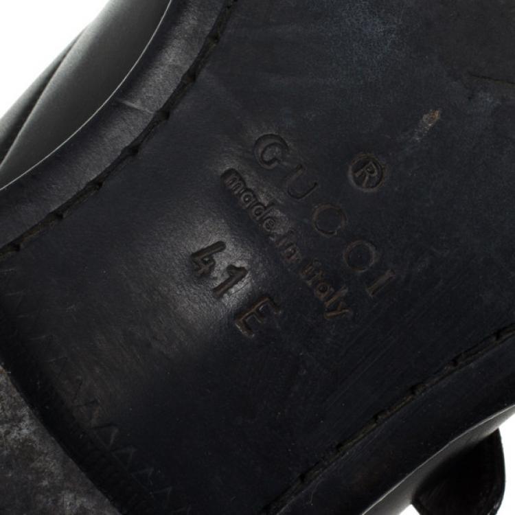 Pre Owned Gucci Black Leather Monk Strap Loafers Size 41