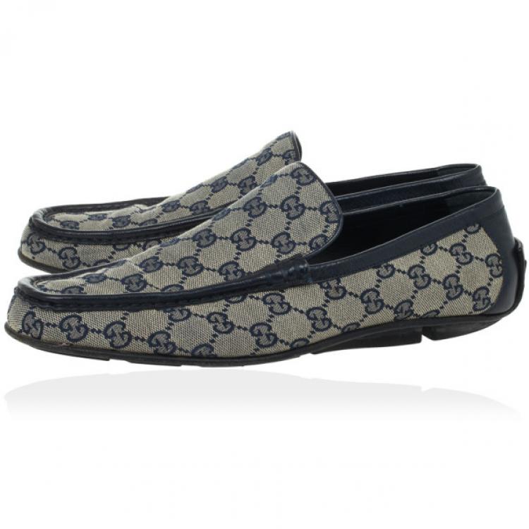 Pre Owned Gucci Navy Guccissima Loafers Size 41.5 