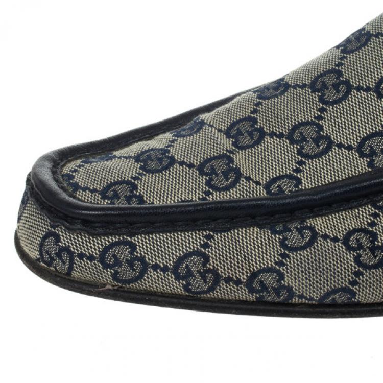 Pre Owned Gucci Navy Guccissima Loafers Size 41.5 