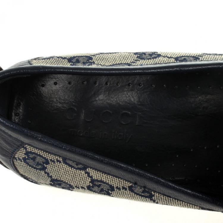 Pre Owned Gucci Navy Guccissima Loafers Size 41.5 