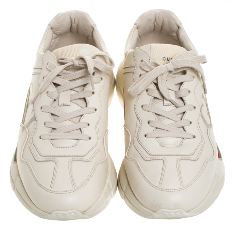 Pre Owned Gucci Ivory Leather Rhyton Vintage Logo Platform Sneakers Size 41