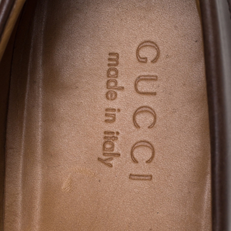 Pre Owned Gucci Brown Leather Penny Loafers Size 43.5