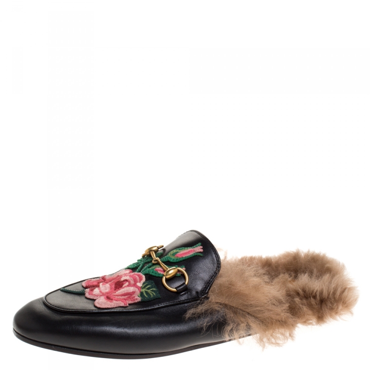 gucci black leather mules