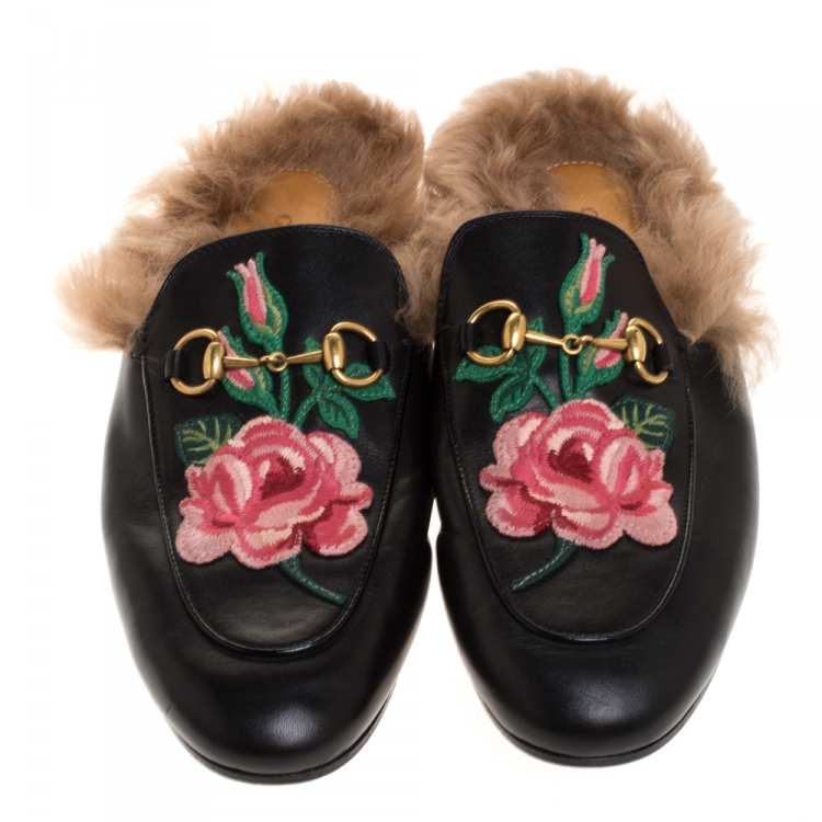 gucci floral mules