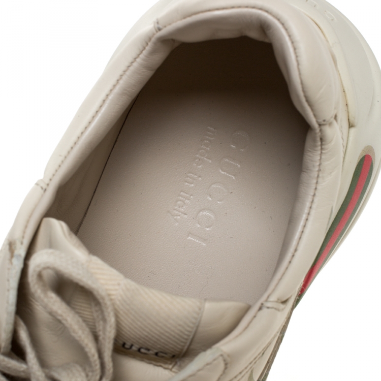 Pre Owned Gucci Ivory Leather Rhyton Vintage Logo Platform Sneakers Size 41