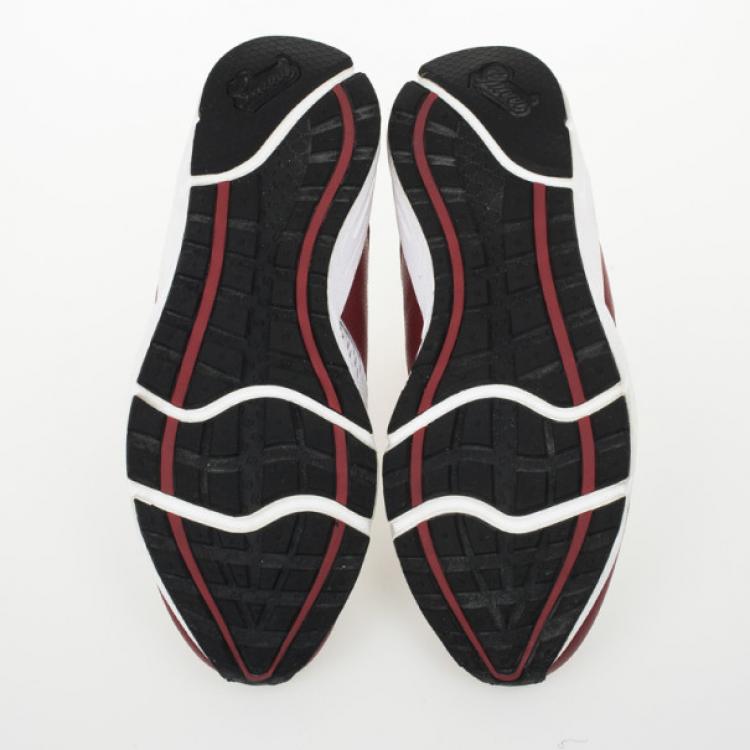 Pre Owned Gucci Red &amp; White Lace Up Sneakers Size 42.5