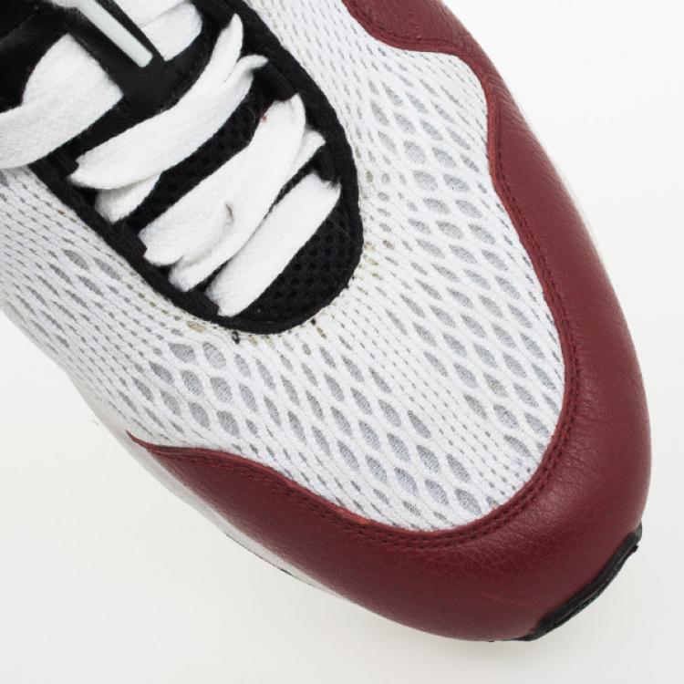 Pre Owned Gucci Red &amp; White Lace Up Sneakers Size 42.5