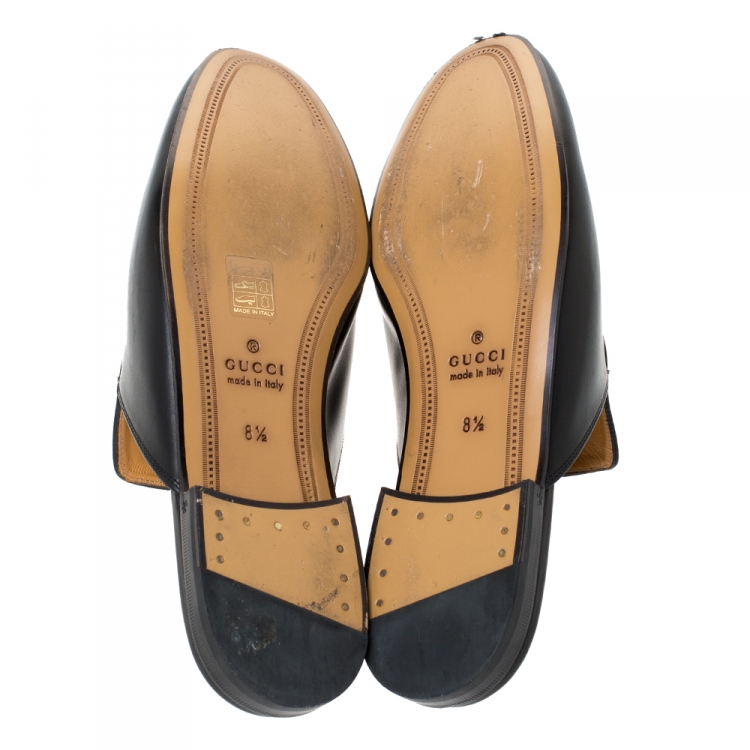 Pre Owned Gucci Black Leather Princetown Horsebit Mules Size 42.5
