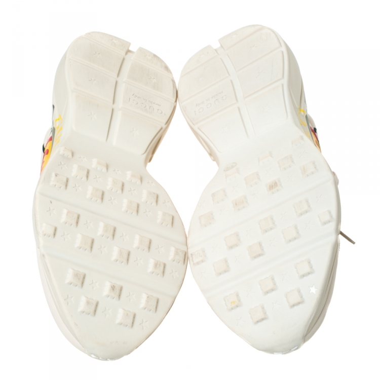 Pre Owned Gucci Ivory Leather Rhyton GG Logo Platform Sneakers Size 42.5