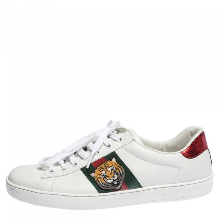angre Undvigende Du bliver bedre Gucci White Leather Ace Embroidered Tiger Low Top Sneakers Size 41 Gucci |  TLC