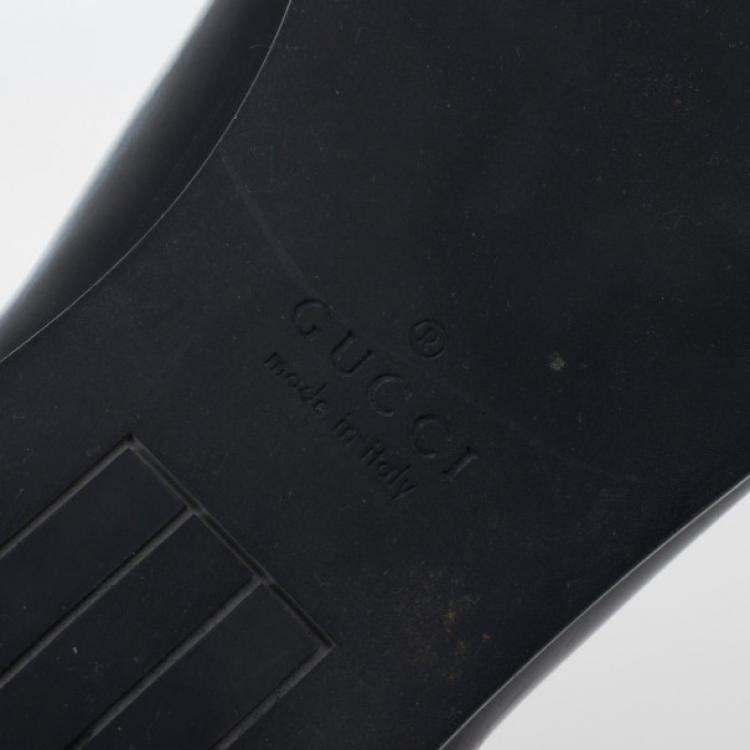 Pre Owned Gucci Black Leather Ankle Boots With Web Detail Size 43.5