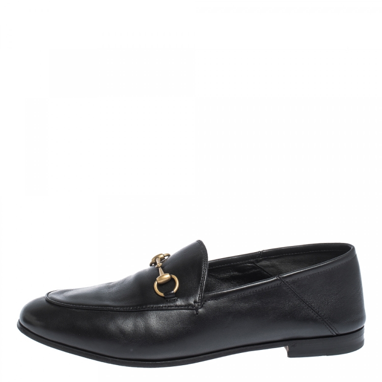 Pre Owned Gucci Black Leather Jordaan Horsebit Loafers Size 40