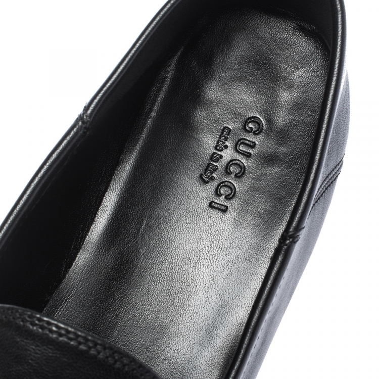 Pre Owned Gucci Black Leather Jordaan Horsebit Loafers Size 40