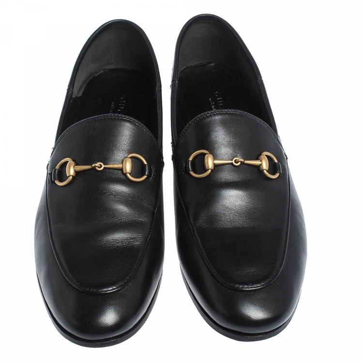 Pre Owned Gucci Black Leather Jordaan Horsebit Loafers Size 40