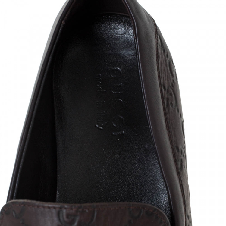 Pre Owned Gucci Dark Brown Guccissima Leather Penny Loafers Size 41