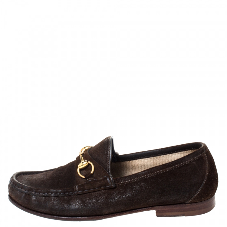 brown suede gucci loafers