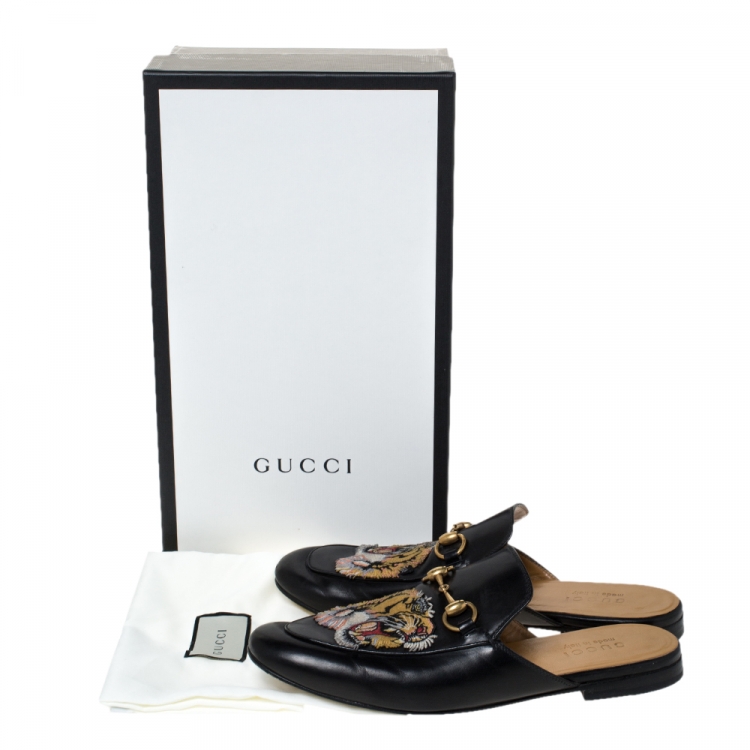 Gucci Black Tiger Embroidered Leather 